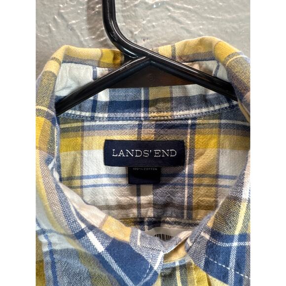 Lands' End Mens Plaid Long Sleeve Button Down Collared Shirt Size Small 14-141/2 - Picture 3 of 5